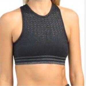 Good American Seamless Lurex Black & Silver Sports Bra Size 0/1
